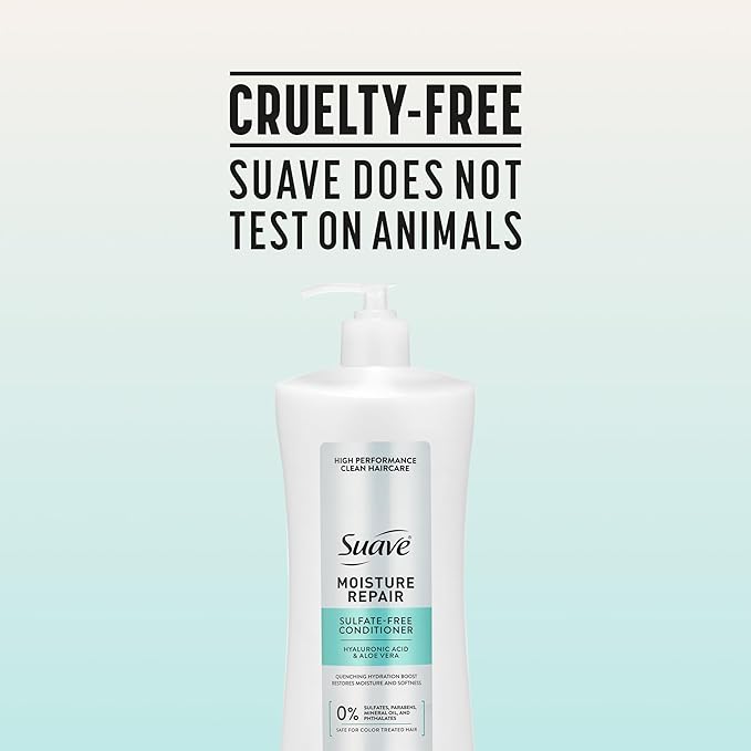 Suave Moisture Repair Sulfate-Free Conditioner with Hyaluronic Acid & Aloe Vera, Hydrates & Restores Dry, Damaged Hair, 4 Count, 28 FL OZ
