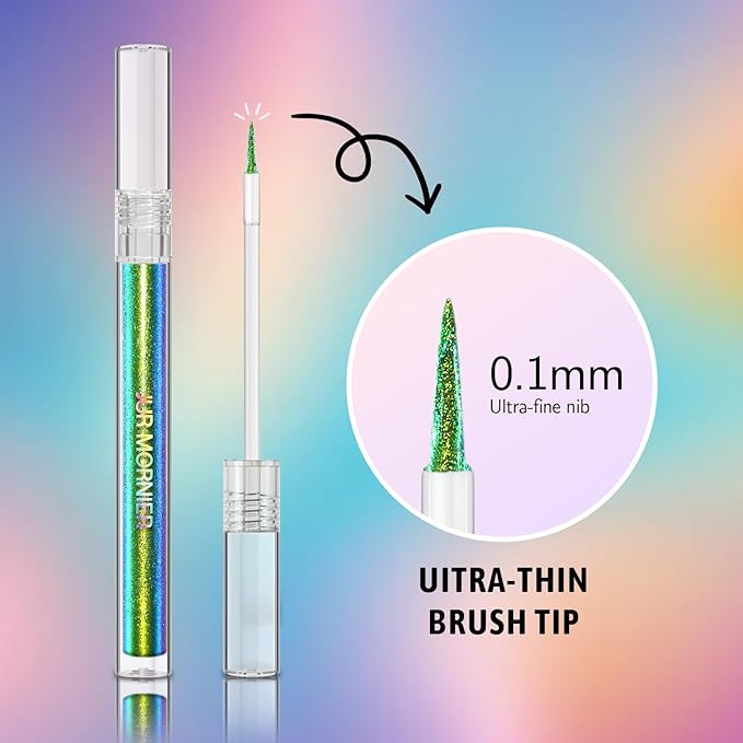 Multichrome Liquid Eyeshadow,Chameleon Eyeliner Colorful Eye Freckle Pen,Metallic Holographic Waterproof Long Lasting Smooth High Pigment Eyeshadow Highlighter Halloween Party Makeup(#605)