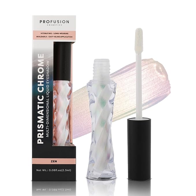 Profusion Cosmetics Chrome Liquid Eyeshadow, Long-Lasting Multichrome Eye Shadow, High-Impact Multi-Dimensional Finish, Light-weight Quick-Drying Formula, Zen