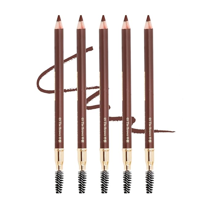 Bodermincer Eyebrow Pencil Longlasting Waterproof Durable Automaric Liner Eyebrow 5 Colors to Choose (5pcs, 5# Brown)