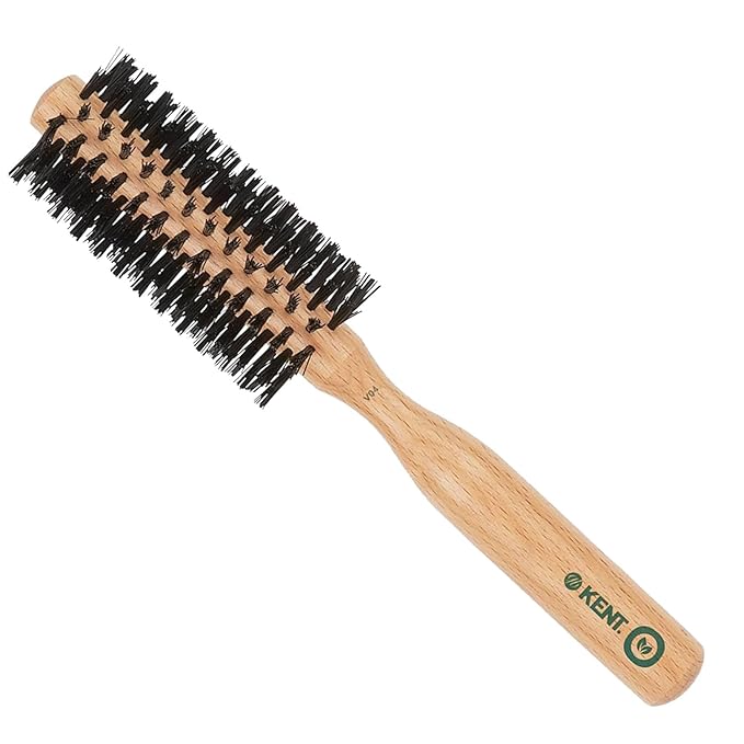 Kent V04 Vegan Round Brush - 45mm Bristles by Kent Brushes, Cruelty-Free Hair Brush with BioniFil Filaments for Blowouts, Volume, Curls, All Hair Types, Wooden Handle, Travel Size, Made in England