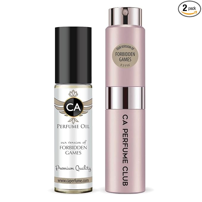 CA Perfume Duo Impression of Forbidden Games For Women Perfume Layering Set Long Lasting Travel Size EDP + Body Oil Roll-On Bottle 0.27 Fl Oz+0.33 Fl Oz