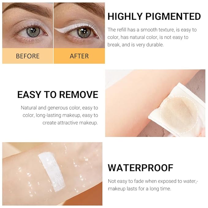 WanTuoluo 12PCS White Waterproof Inner Eyeliner, Eyebrow Pencil for Women– Multi-Use Cream Pen with Sharpener for Liner, Shadow,Matte Quick Dry Eye Pencils, Smudge Proof, Delineador de ojos
