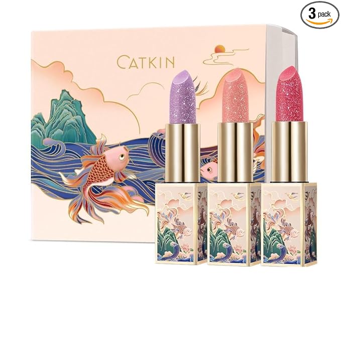 CATKIN Lip Balm Color Tinted Changing Lipstick Ultra Hydrating Lip Moistrurizer Lip Care with Vitamin E Nourishing For Cracked & Dry Lips 0.12 oz 3pcs with Gift Box (C09+C19+C20)