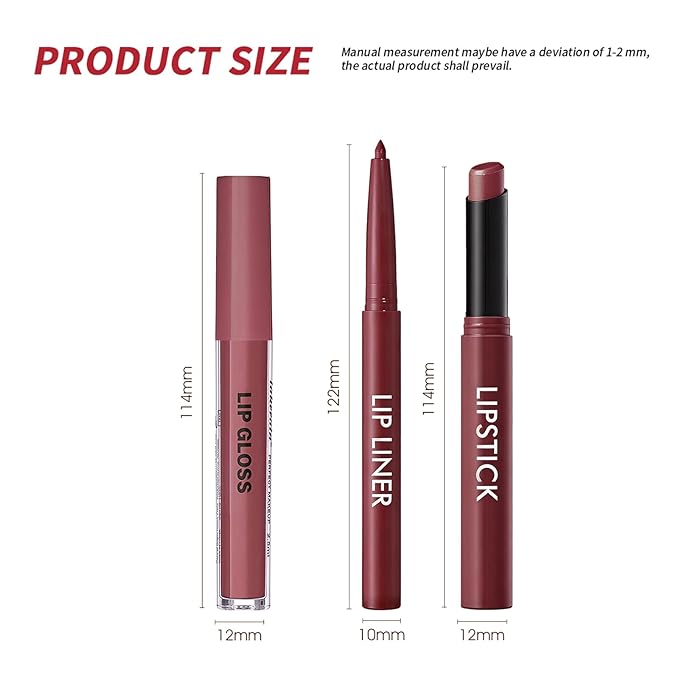 Lip Kit - Creamy Lip Liner Pencil Matte Lipstick Nude Lip Gloss Nourishing Lip Combo Sets for Women, High Pigment Moisturizing Lightweight Long Wear Lip Liner and Gloss Set for Daily/Party