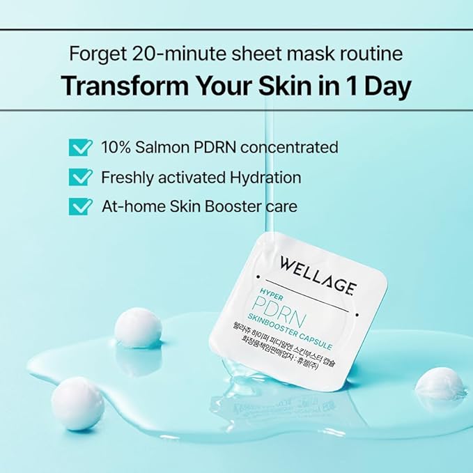 WELLAGE Hyper PDRN One-day Kit 2ea, Hydrating Peptide for Face, Korean Skin care, PDRN, Niacinamide, Hyalruonic acid, Pore minimizing