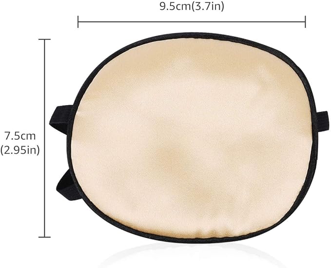 eZAKKA Eye Patches for Adults Kids, 2 Pieces Silk Elastic Eyepatch for Lazy Eye Amblyopia Strabismus (L, Champagne+Black)