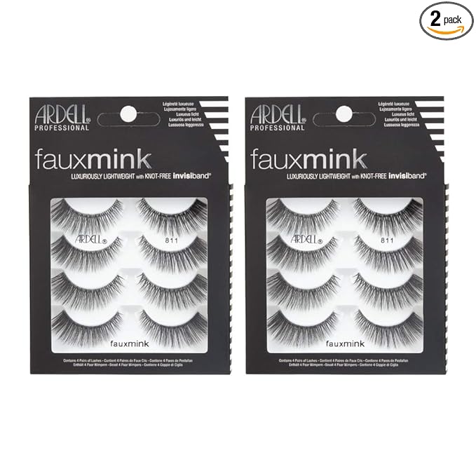 Ardell Faux Mink Lashes 811 False Eyelashes – Knot-Free Invisiband, Natural Wispy Lashes Strips, Reusable Fake Lashes, 2 Pack
