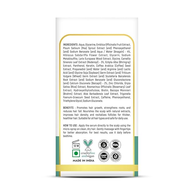 Hair Growth Serum with Redensyl, Anagain & Baicapil – Anti Hair Loss, Hair Fall Control, Rosemary Scalp Serum, Fragrance Free for Men & Women, 30 ml