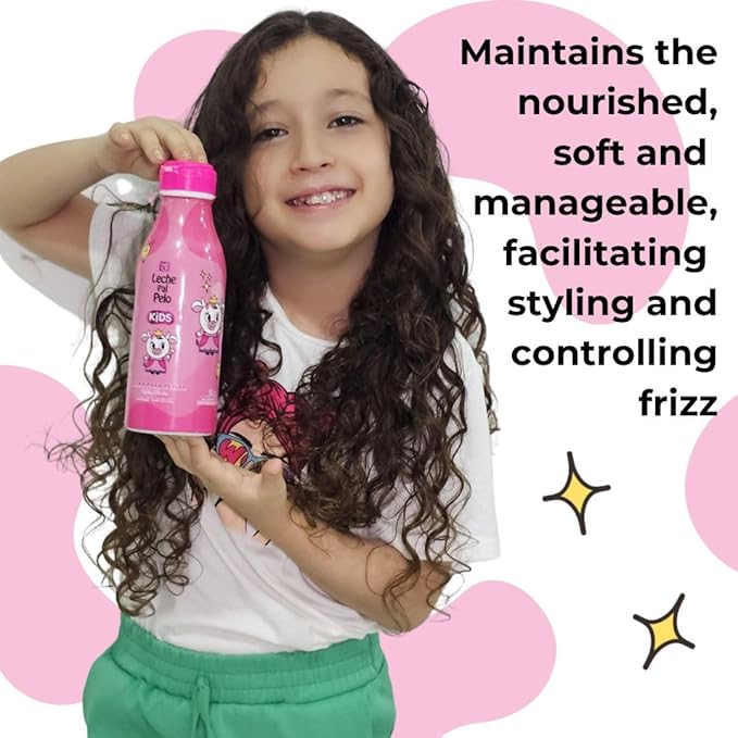 Leche Pal Pelo Kids Styling Cream - Lightweight Hair Cream with Coconut Oil, Jojoba Oil - Gentle Frizz Control - 14.9 oz