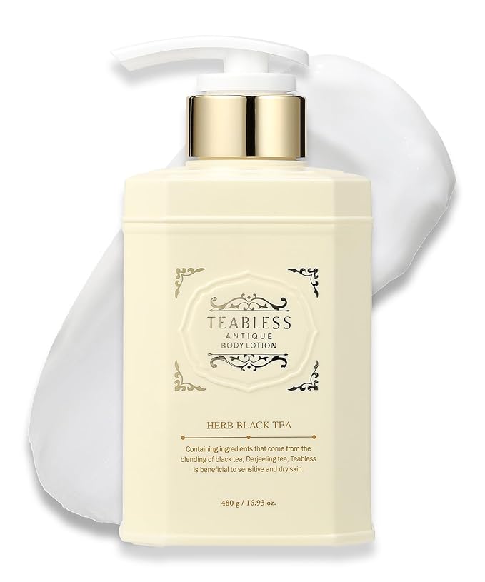 TEABLESS Antique Body Lotion Herb Black Tea, Daily Moisturizer for Dry Skin & Sensitive Skin, Non-Greasy, Korean Skin Care 16.93oz