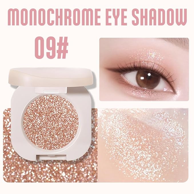 CAKAILA Single Nude Rose Gold Shimmer Eyeshadow,Monochrome Eye Shadow,Apply Make Up Easily,Glitter Single Eyeshadows 24 Hour Eye Makeup Longwear Waterproof