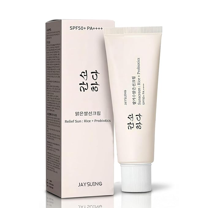 Korean Rice Sunscreen SPF 50+ Broad Spectrum PA++++, No White Cast, Lightweight Mineral Formula with Probiotics for All Skin Types, 1.7 oz