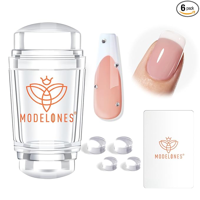 modelones French Tip Tool- 6 Pcs Nail Stamp French Manicure Kit Suitable for DIY Together with Gel Nail Polish Art Tips Printing Tool Kit