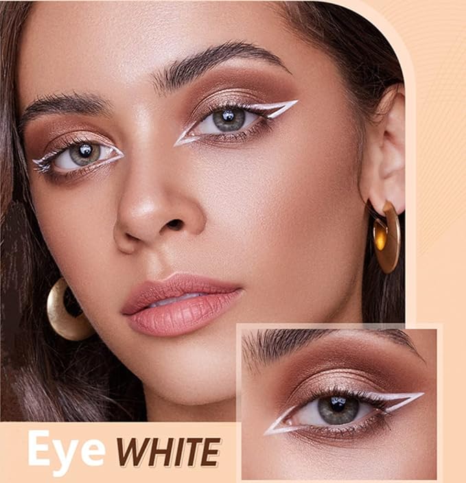 Go Ho 12 PCS White Eyebrow Eyeliner Pencils,White Eyeshadow Makeup Pen,Sweatproof Eye Highlighter Makeup Pencil,Long-lasting Nice Color Eye Brow Gel Pen,Brow Tint Sticks