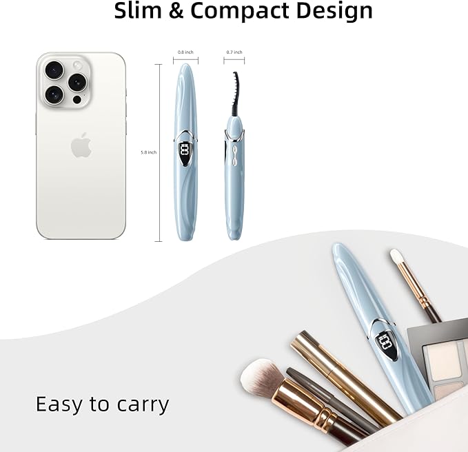 Heated Eyelash Curler, S600 Heated Lash Curler, Accurate Temperature Control Electric Eyelash Curler Heated - Intelligent Power Off, Long Lasting (Mystic Blue/Silver, S600-148MM)