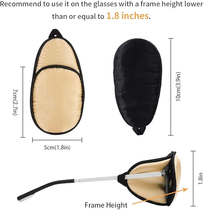 eZAKKA Eye Patches for Adults Left Right Eye, Eye Patch for Glasses, Medical Soft Eye Patch for Lazy Eye Amblyopia Strabismus and After Surgery (Champagne + Black)
