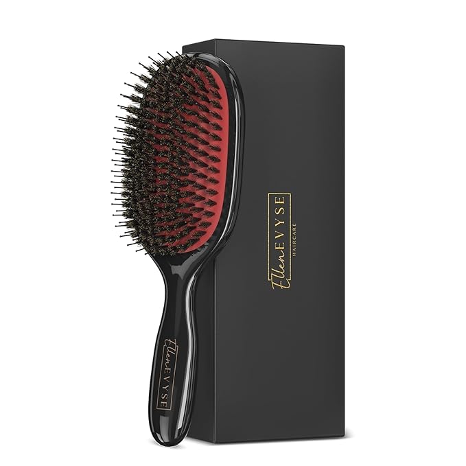 Boar Bristle Hair Brush, Nylon Pins and Soft Boar Bristles for Smoothing, Detangling, Reducing Breakage and Enhancing Shine, Hairbrush for Women,Men