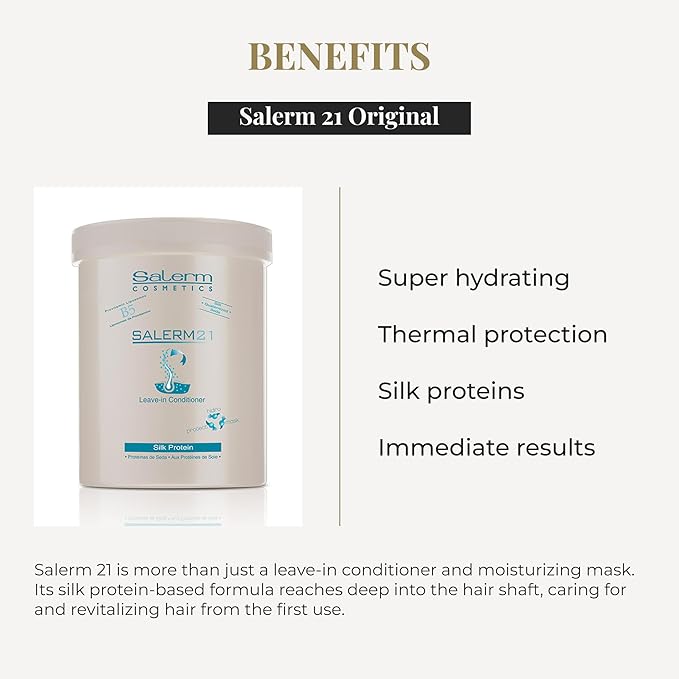 SALERM - Instant Hair Conditioner 21 Silk Protein - 1000 ml - Leave-In or Rinse-Out Conditioner - with Silk Proteins - Heat Protector and Hydrating