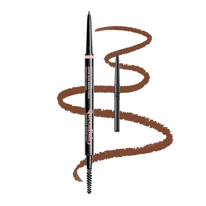 Replaceable Eyebrow Pencil, Ultra Fine 1.5mm Tip Draws Tiny Brow Hairs, Long Lasting & Budgeproof, Waterproof Brow Pencil Built-in Spoolie Brush(Ash Brown)
