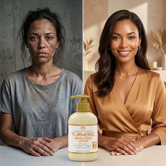OKAY Turmeric Skin Brightening Body Lotion 12oz – Dark Spot Corrector with Vitamin C & Collagen, Hydrating Moisturizer for Even Skin Tone, Paraben Sulfate Free for All Skin Types