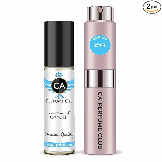 CA Perfume Duo Impression of Oxygen For Women Perfume Layering Set Long Lasting Travel Size EDP + Body Oil Roll-On Bottle 0.27 Fl Oz+0.33 Fl Oz
