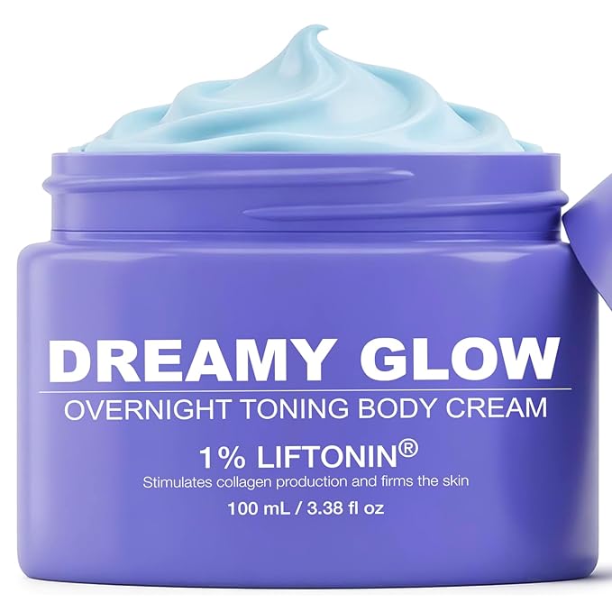 Overnight Toning Whip Cream – Dreamy Glow Skin Tightening & Anti-Cellulite Lotion for Body, Booty, Belly & Arms Firming Cream with Satin Mask 3.38 fl oz
