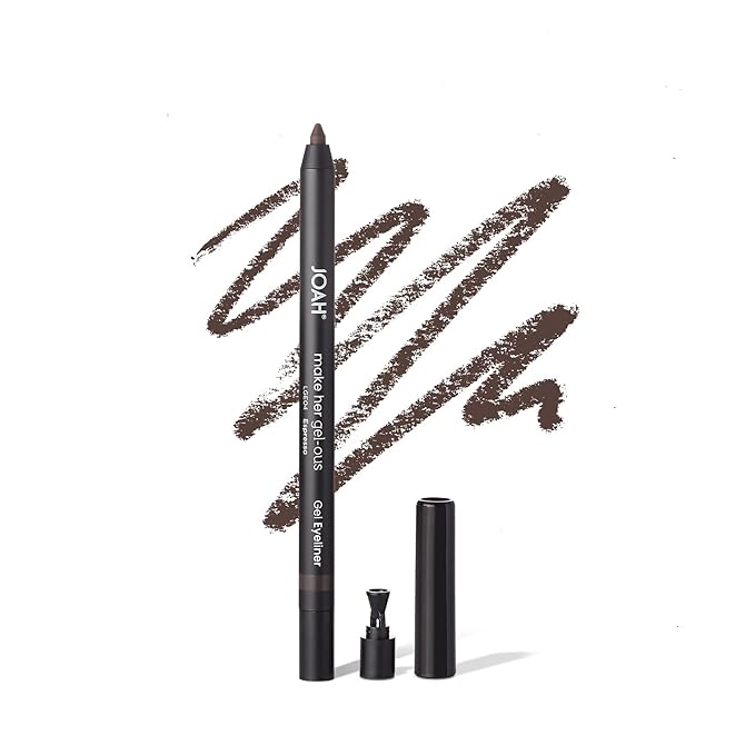 JOAH Make Her Gel-ous Gel Eyeliner with Self-Sharpening Pencil, Waterproof & Long-Lasting Intense Color Definition & Finish, Creamy No-Tug Formula - Espresso (Pack of 2)