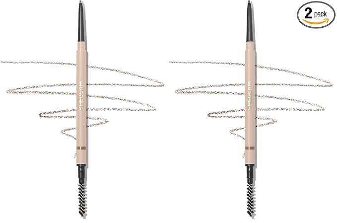 SHEGLAM Insta-Fill Eyebrow Pencil Long Lasting Non-Sticky Sweatproof Matte Eye Brow Pen Makeup - Light Brown (Pack of 2)
