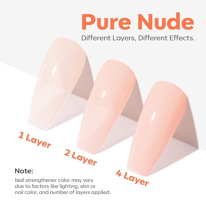 modelones Nail Strengthener and Growth, Nude Apricot Nail Polish No Harsh Smell Repair for Damaged Thin Nails Hardener Extra Strong Treatment for Women Nail Care Natural Ridge Filler Concealer 15 ML