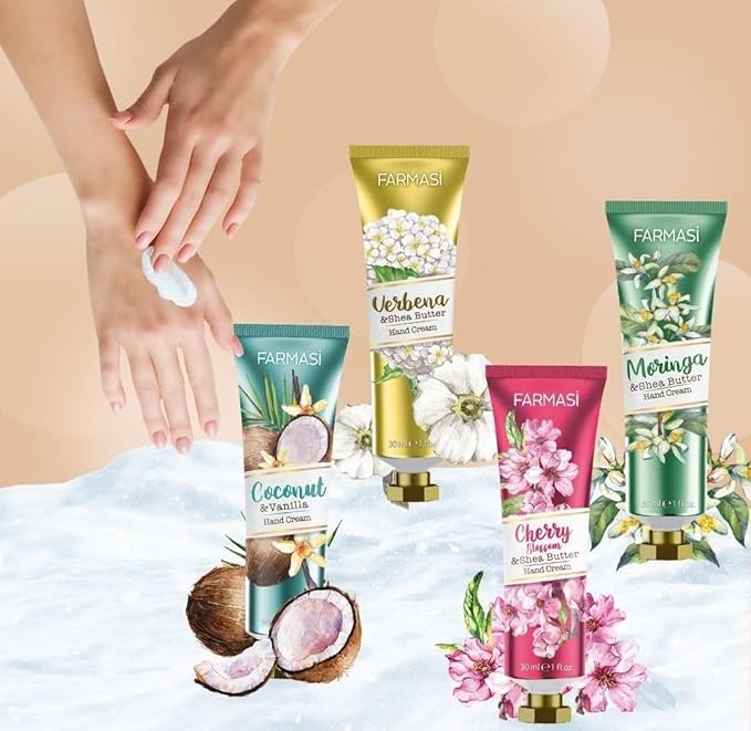 FARMASi Hand Cream with Shea Butter, Intensive Moisturizing Hand Lotion for Dry Hands, Lightweight Fast-Absorbing Formula, Daily Hydration Care, Travel Size, 1 fl oz, Moringa & Shea
