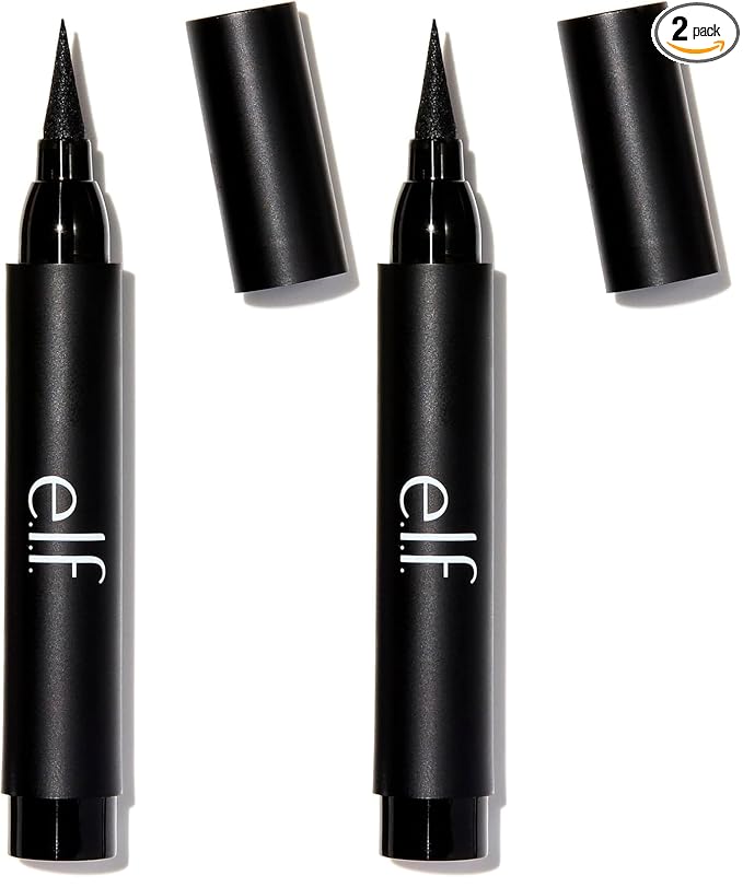 e.l.f. Intense Ink Eyeliner, Enhances The Lash Line With Rich & Long-Lasting Color, Tip For Precise Application, Vegan & Cruelty-Free, Blackest Black (Pack of 2)