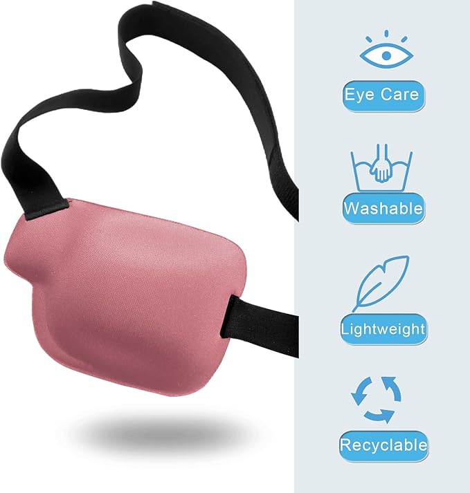 Eye Patches for Adults and Kids, 2 Pcs 3D Eye Patch Adjustable Medical Eyepatch for Lazy Eye Amblyopia Strabismus and After Surgery for Left and Right Eye Pink