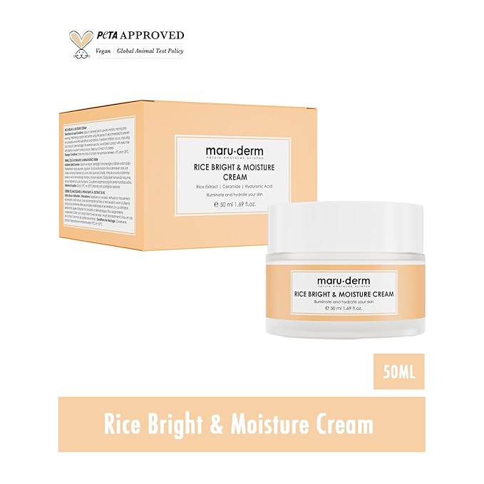 Maruderm Rice Moisturising & Glow Cream - Daily Face Care with Rice Extract | Nourishing & Brightening Face Cream for Radiant Skin, 50 ml (1.69 fl oz)