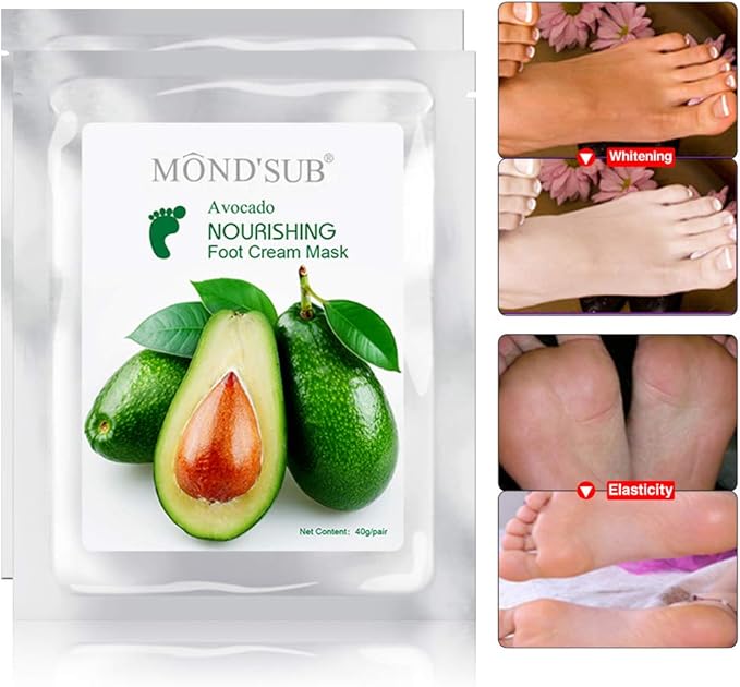 [5 Pairs] MOND'SUB Moisturizing Feet Masks & Avocado Oil Moisturizing Organic - Baby Feet Hydrating Mask for Dry Skin - Instantly Healing Dry Cracked Feet With Natural Oil