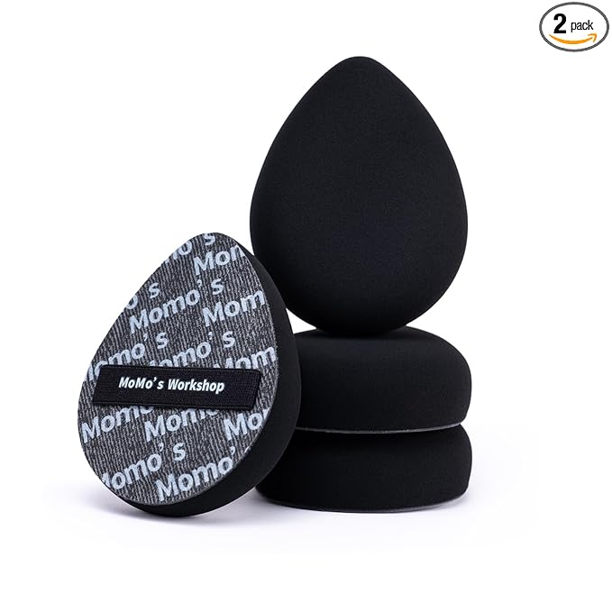 Momo's Workshop Black Denim Makeup Sponges,Blender Sponges for Foundation & Concealer, Non-Absorbent Rubycell, Large Beauty Sponge,Makeup on Details Targeted, Travel Friendly & Reusable,2pcs