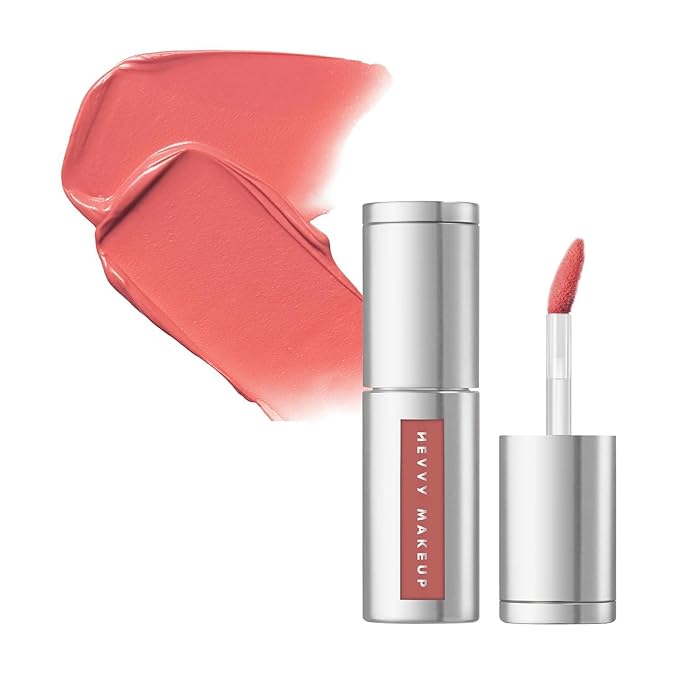 HEVVY MAKEUP Blurring Slip Fit Lip and Cheek Stain, Korean Airy Velvet Matte Lip Tint Stain with Creamy Soft Texture, Long Lasting & Lightweight Lip and Cheek Tint - Cotton Coral 0.13 fl oz / 3.7 ml