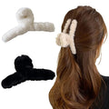 Sokfone 2pcs Fuzzy Claw Clip, Plush Hair Clamp for Thick Hair, Large Faux Fur Hair Clips, Cute Hair Clips for Thin Hair