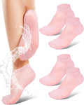 Golbylicc Silicone Moisturizing Socks for Women Dry Cracked Feet, Soft Gel Rubber Socks, Women Foot Care Spa Pedicure Silicone Socks for Cracked Heel and Softening Rough Skin, Calluses (2 Pairs)