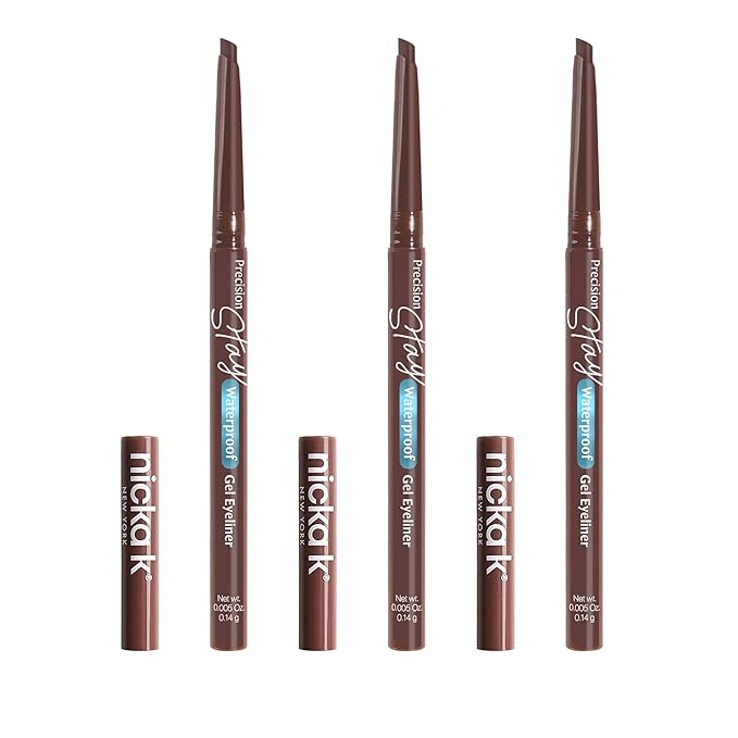 NICKA K NEW YORK Precision Stay Waterproof Gel Eye Liner (Dark Brown 3 Pack)