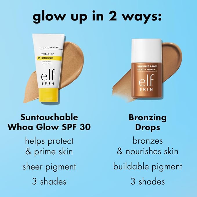 e.l.f. SKIN Bronzing Drops, Liquid Face Tinted Serum with Vitamin E & Sunflower Oil, Shimmer Finish, Vegan & Cruelty-Free, Pure Gold