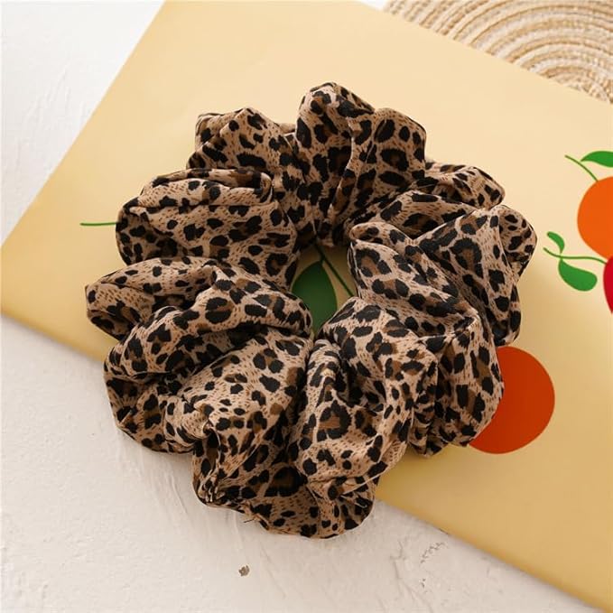 Leopard Scrunchie Elastic Satin Silk Hair Accessories Cheetah Headdress for Women Girls