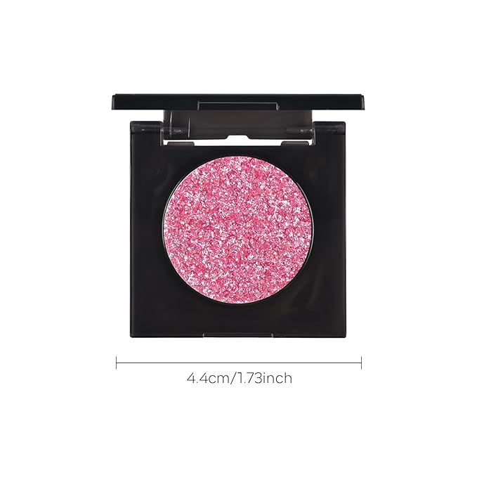 KYDA Glitter Eyeshadow Single, Sparkling Soft Pink Eyeshadow with Micro Pearls, Lasting Shimmer Pearl Eyes Shadow, Soft Blendable Formula, High Pigment Eyes Glitter Makeup, Wet Look, Strawberry Candy