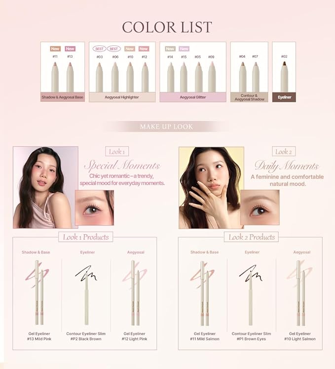 Heart Percent Dote On Mood Gel Eyeliner Pencil – Long-Lasting Waterproof Smudge Proof Smooth Retractable, Aegyo Sal Makeup, Under Eye Highlighter with Built-In Sharpener, #03. Light Beige