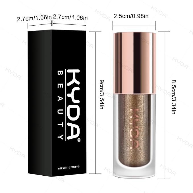 KYDA Liquid Glitter Eyeshadow, High Pigment Bronze Gold Metallic Glittery Eyeshadow, Soft Lightweight Creamy Formula, One-Swipe Coverage, Long-wearing Crease-Resistant Eyes Glitter Makeup, 0.25oz