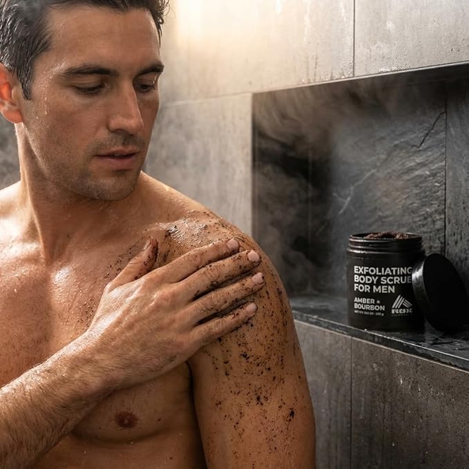 RBX Exfoliating Body Scrub For Men with Shea Butter Vitamin A and C, Moisturizing Hydrating Body Scrub for Healthy Skin