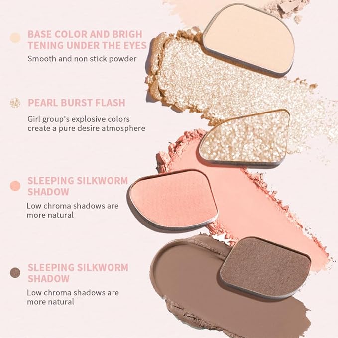 Matte Eyeshadow Palette, 4 Color High Pigment Blendable Eye Shadow Makeup For Older Women, Shimmer Eyeshadow Palette Makeup (04#, Pack of 1)