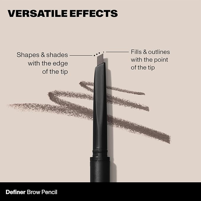 Morphe Definer Dual-Ended Brow Pencil & Spoolie - Eyebrow Pencil with Precision Slanted Tip for Shaping, Defining & Filling - Smooth, No-Tug Formula - Praline (0.003 oz)