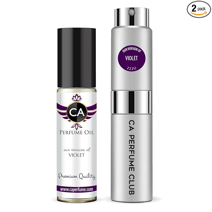CA Perfume Duo Impression of Violet For Women And Men Perfume Layering Set Long Lasting Travel Size EDP + Body Oil Roll-On Bottle 0.27 Fl Oz+0.33 Fl Oz