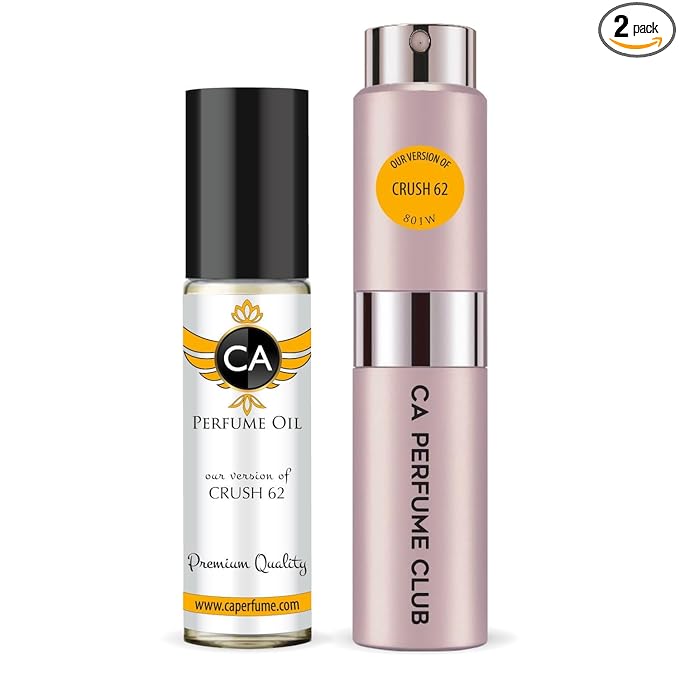 CA Perfume Duo Impression of Crush 62 For Women Perfume Layering Set Long Lasting Travel Size EDP + Body Oil Roll-On Bottle 0.27 Fl Oz+0.33 Fl Oz